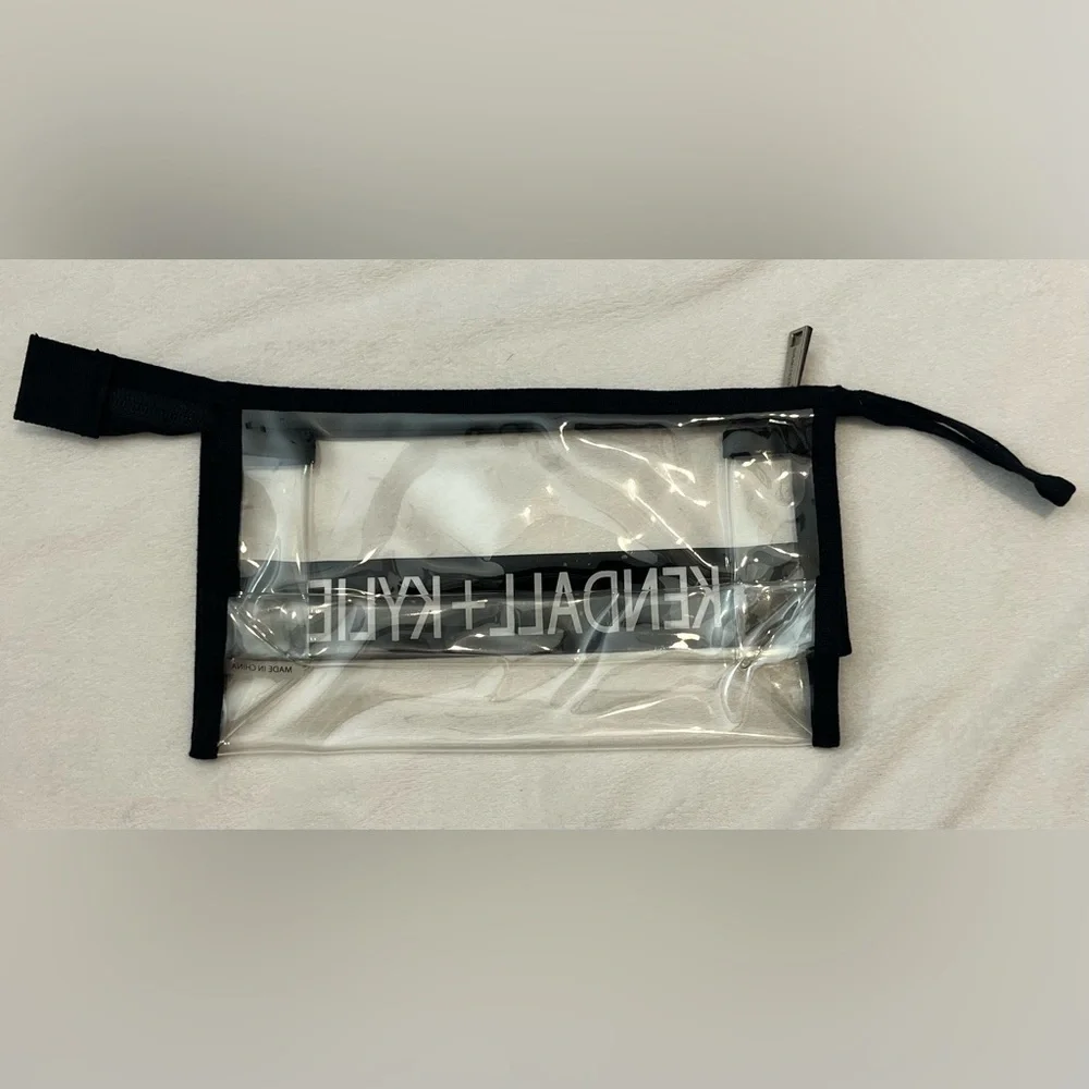 Kendall & Kylie Transparent Cosmetics Bag with Black Accents and Zipper - Picture 3 of 10